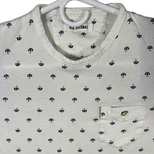 Ben Sherman‎ Men's Large White Umbrella Print Short Sleeve Pocket T-Shirt AOP